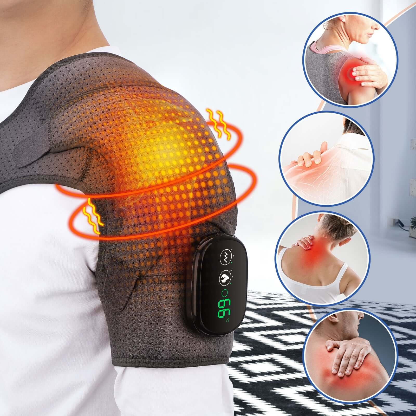 3-speed vibration electric massage shoulder pad for shoulder pain relief