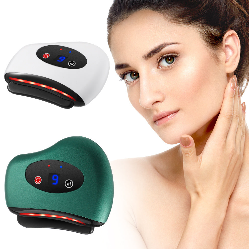 Eletric Bianstone Gua Sha Board Tools Hot Compress Heating Vibration Back Facial Massager Meridian Lymphatic Drainage Scraping Heating Vibration Scraping Neck Face Skin Lifting Removal Wrinkle Tool - Mama Lifestyles