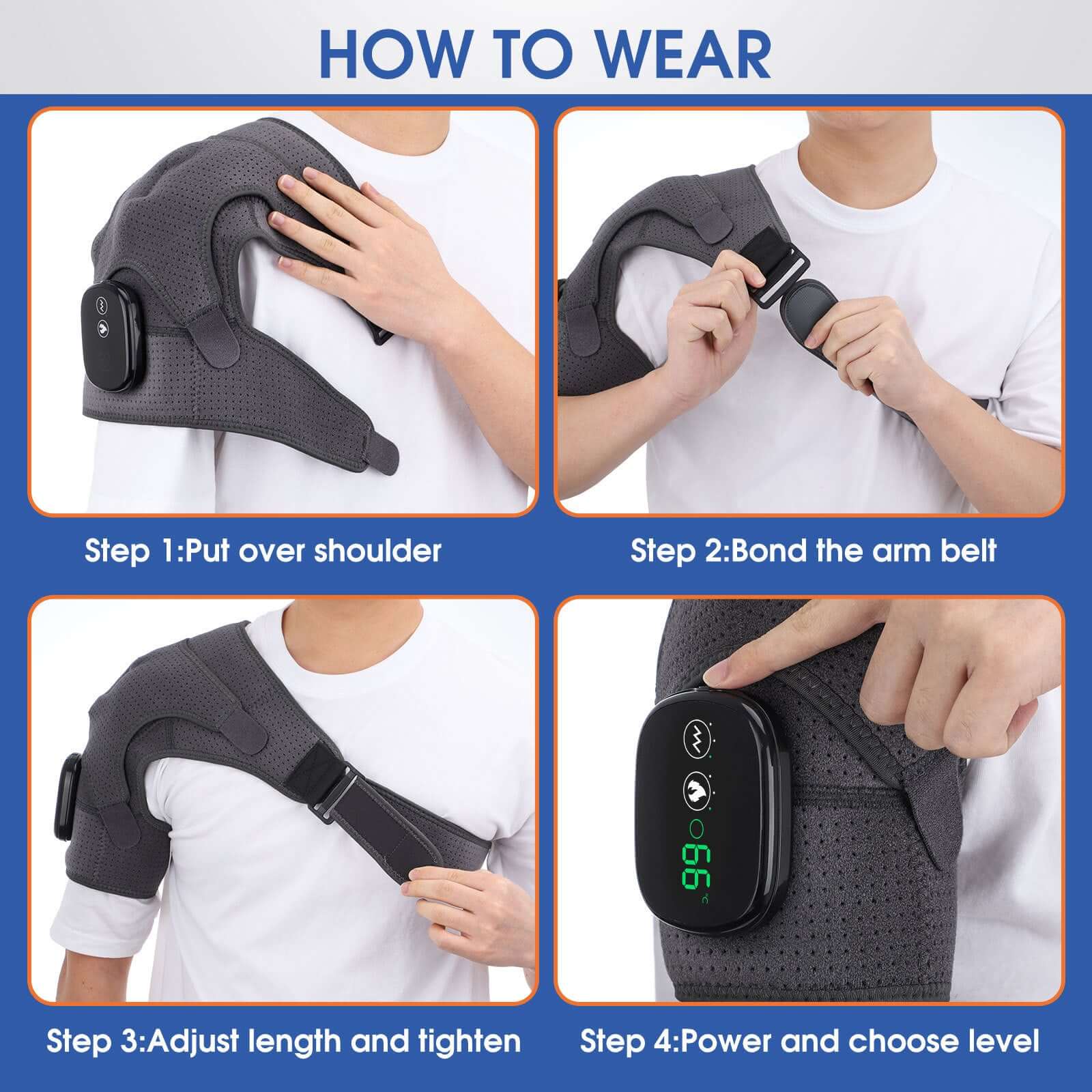 3-speed vibration electric massage shoulder pad for shoulder pain relief