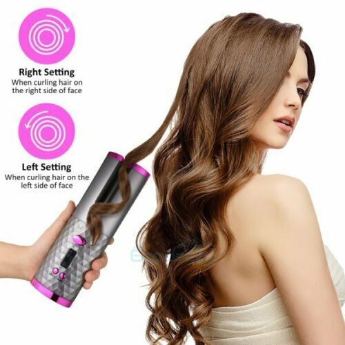 Electric LCD Display Automatic Rotating Cordless Hair Curler Fast Curling Iron Tongs Portable USB Rechargeable With Comb Safe USB Cordless Automatic Rotating Hair Curler Hair Waver Curling Iron - Mama Lifestyles