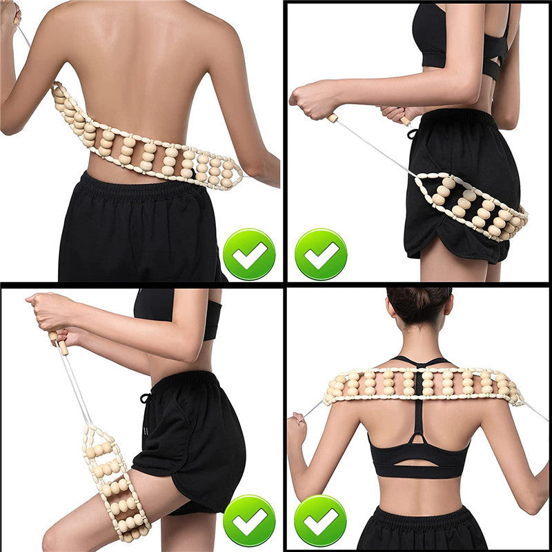 Pull Back Wooden Ease Of Use Manual Back Strip Massage Meridian Neck Massager Roller - Mama Lifestyles