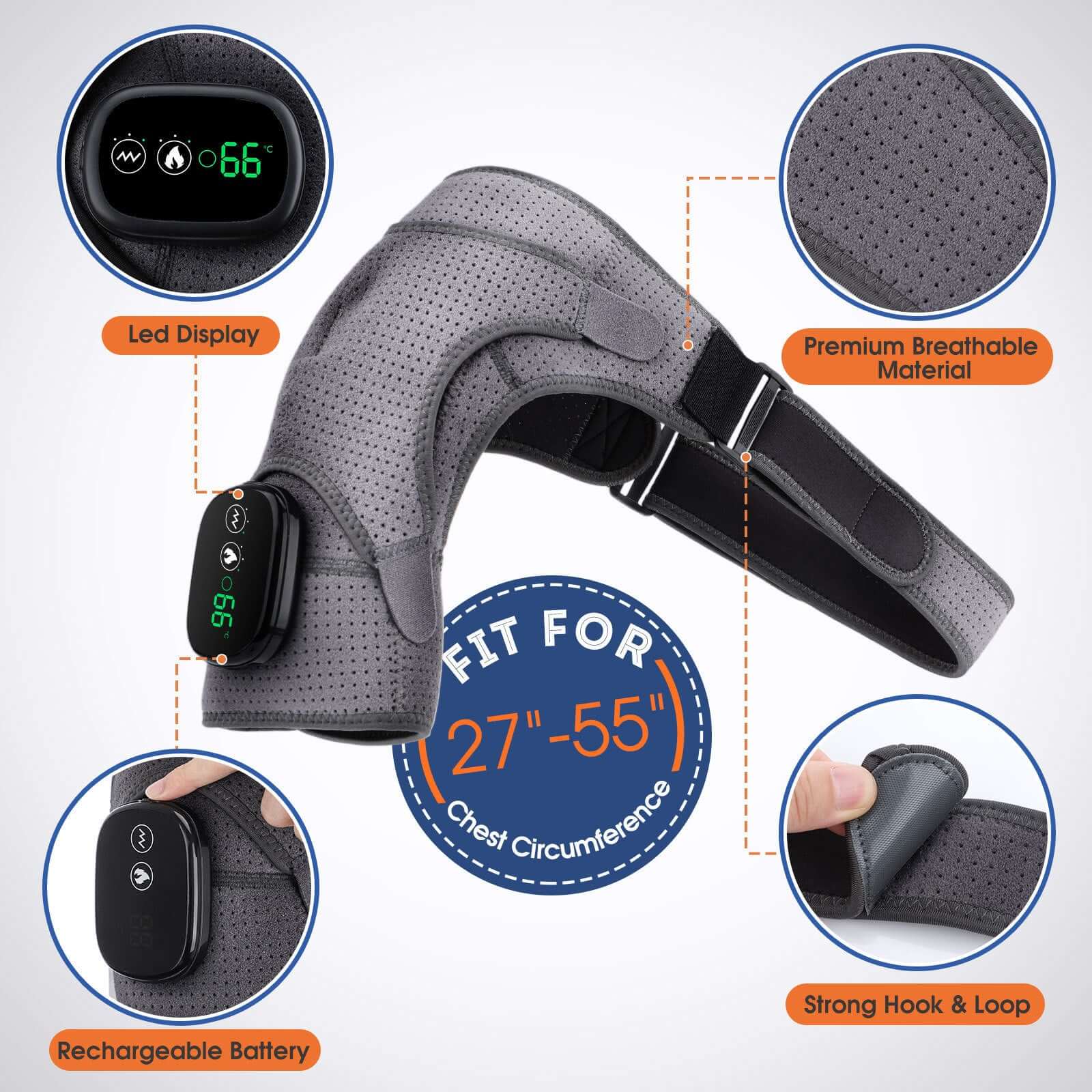 3-speed vibration electric massage shoulder pad for shoulder pain relief