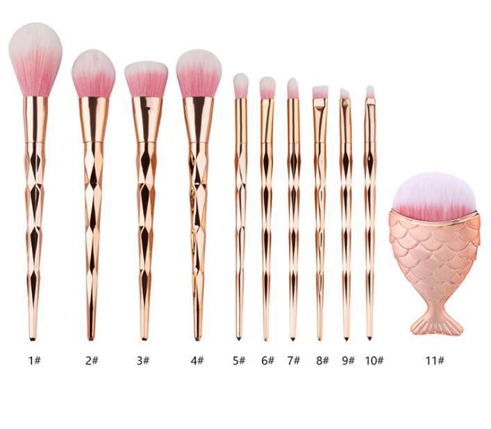 1pc Diamond Fish Makeup Brush Set Foundation Blend Power Eyeshadow Contour Concealer Blush Cosmetic Beauty Make Up - Mama Lifestyles