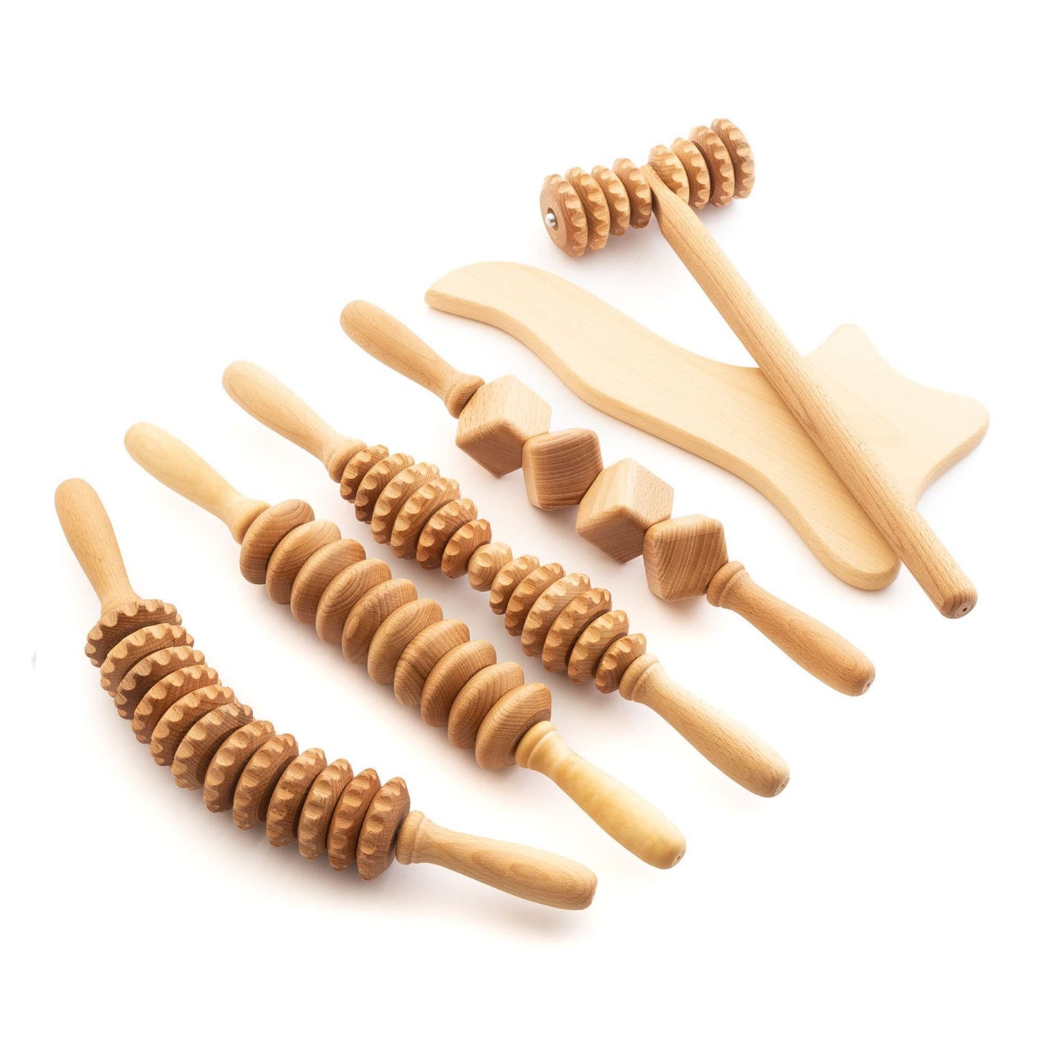 Wooden Massage Roller Suit Multifunctional Body Roller Reduce Cellulite Natural Massager - Mama Lifestyles