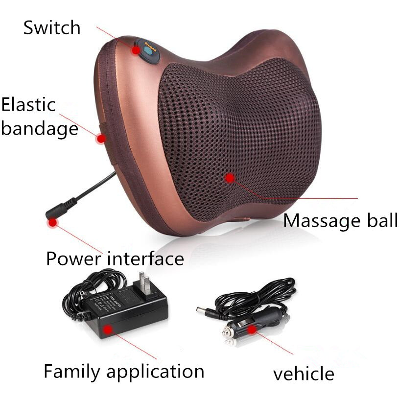 Electric Infrared Heating Kneading Neck Shoulder Back Body Spa Massage Pillow Car Chair Shiatsu Massager Masaj Device - Mama Lifestyles