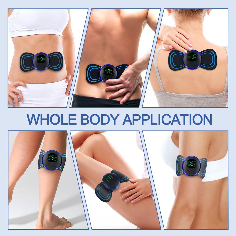 Mini Neck Massager, Lymphatic Drainage Massager, Portable Mini Back Massage Device For Neck Shoulder Back Waist, Remote Control With 8 Modes 19 Levels Adjustable &amp; 5pcs Massage Stickers - Mama Lifestyles