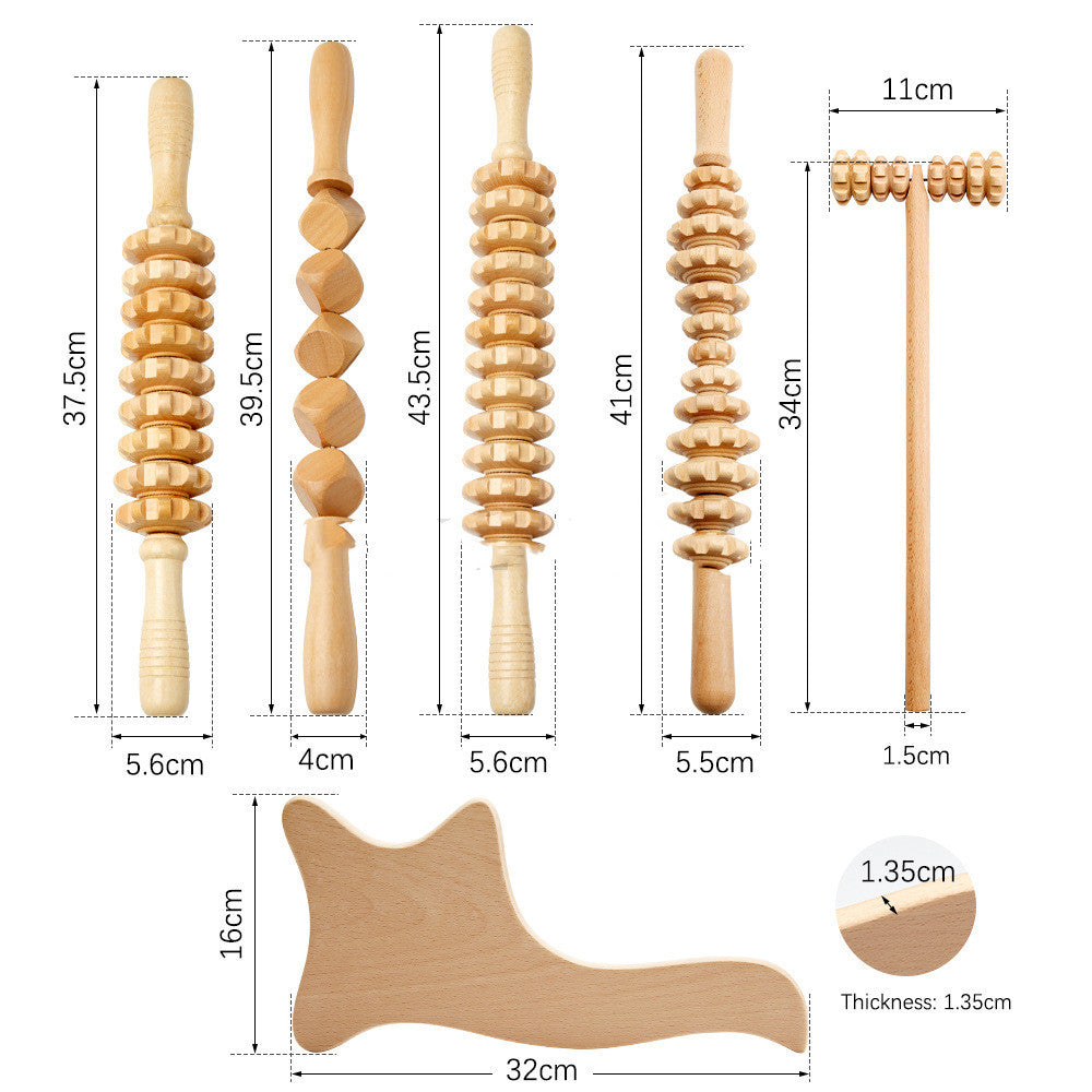 Wooden Massage Roller Suit Multifunctional Body Roller Reduce Cellulite Natural Massager - Mama Lifestyles