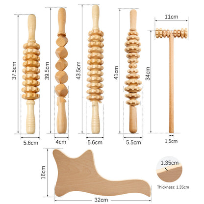 Wooden Massage Roller Suit Multifunctional Body Roller Reduce Cellulite Natural Massager - Mama Lifestyles