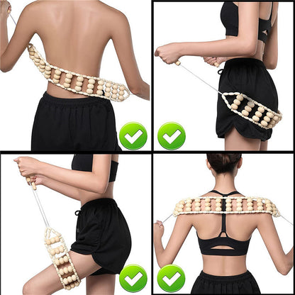 Pull Back Wooden Ease Of Use Manual Back Strip Massage Meridian Neck Massager Roller - Mama Lifestyles