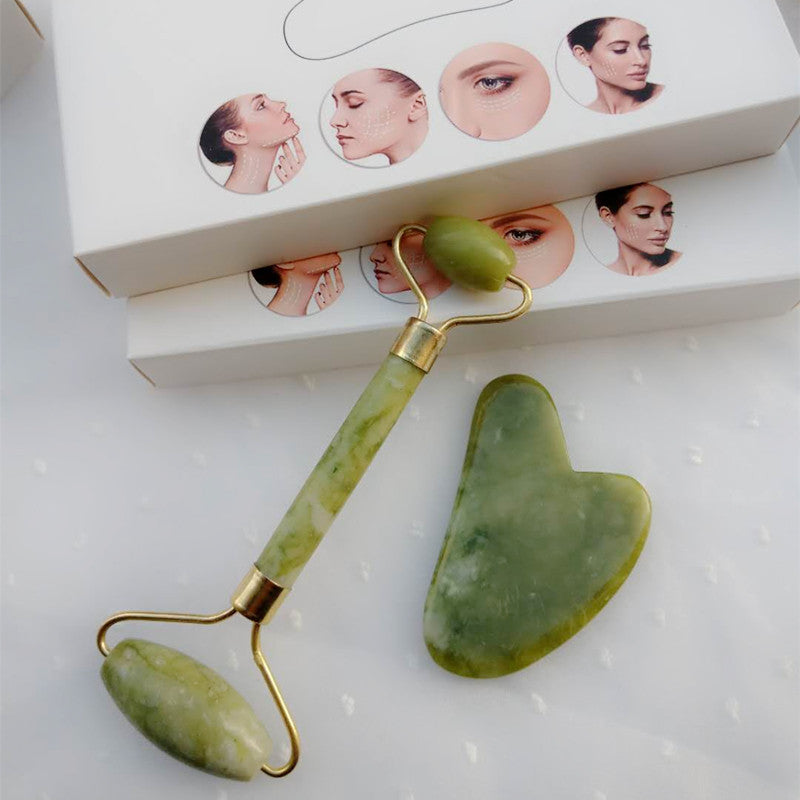 Natural Powder Crystal Jade Roller Beauty Face-lifting Double-head Massager - Mama Lifestyles