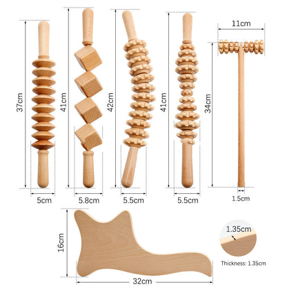 Wooden Massage Roller Suit Multifunctional Body Roller Reduce Cellulite Natural Massager - Mama Lifestyles