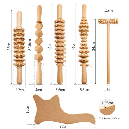 Wooden Massage Roller Suit Multifunctional Body Roller Reduce Cellulite Natural Massager - Mama Lifestyles