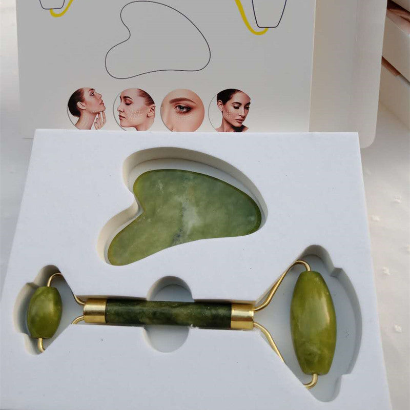 Natural Powder Crystal Jade Roller Beauty Face-lifting Double-head Massager - Mama Lifestyles
